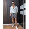 image:imageCOOFANDY Mens Casual Cotton Shorts Summer Beach 5 Inch Shorts Lightweight Drawstring Elastic Waist Chino Golf ShortsDeep Grey