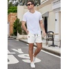 image:imageCOOFANDY Mens Casual Cotton Shorts Summer Beach 5 Inch Shorts Lightweight Drawstring Elastic Waist Chino Golf ShortsWhite