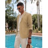 image:imageCOOFANDY Mens Casual Linen Blazer Lightweight Regular Fit Sport Coat One Button Suit Jacket01light Khaki