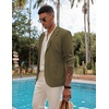 image:imageCOOFANDY Mens Casual Linen Blazer Lightweight Regular Fit Sport Coat One Button Suit JacketArmy Green