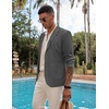 image:imageCOOFANDY Mens Casual Linen Blazer Lightweight Regular Fit Sport Coat One Button Suit JacketDark Grey