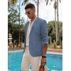 image:imageCOOFANDY Mens Casual Linen Blazer Lightweight Regular Fit Sport Coat One Button Suit JacketDenim Blue