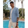 image:imageCOOFANDY Mens Casual Linen Blazer Lightweight Regular Fit Sport Coat One Button Suit JacketLight Blue