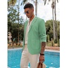 image:imageCOOFANDY Mens Casual Linen Blazer Lightweight Regular Fit Sport Coat One Button Suit JacketLight Green