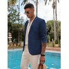 image:imageCOOFANDY Mens Casual Linen Blazer Lightweight Regular Fit Sport Coat One Button Suit JacketNavy Blue