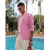 image:imageCOOFANDY Mens Casual Linen Blazer Lightweight Regular Fit Sport Coat One Button Suit JacketPink