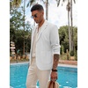 image:imageCOOFANDY Mens Casual Linen Blazer Lightweight Regular Fit Sport Coat One Button Suit JacketWhite