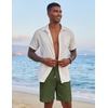 image:imageCOOFANDY Mens Casual Linen Shorts Elastic Waist Drawstring Loose Fit Summer Beach Vacation Shorts with PocketsArmy Green