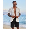image:imageCOOFANDY Mens Casual Linen Shorts Elastic Waist Drawstring Loose Fit Summer Beach Vacation Shorts with PocketsBlack