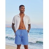 image:imageCOOFANDY Mens Casual Linen Shorts Elastic Waist Drawstring Loose Fit Summer Beach Vacation Shorts with PocketsBlue