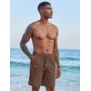 image:imageCOOFANDY Mens Casual Linen Shorts Elastic Waist Drawstring Loose Fit Summer Beach Vacation Shorts with PocketsBrown