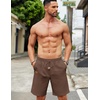 image:imageCOOFANDY Mens Casual Linen Shorts Elastic Waist Drawstring Loose Fit Summer Beach Vacation Shorts with PocketsBrown