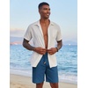image:imageCOOFANDY Mens Casual Linen Shorts Elastic Waist Drawstring Loose Fit Summer Beach Vacation Shorts with PocketsDark Blue