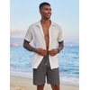 image:imageCOOFANDY Mens Casual Linen Shorts Elastic Waist Drawstring Loose Fit Summer Beach Vacation Shorts with PocketsDark Grey