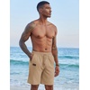image:imageCOOFANDY Mens Casual Linen Shorts Elastic Waist Drawstring Loose Fit Summer Beach Vacation Shorts with PocketsDark Khaki