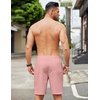 image:imageCOOFANDY Mens Casual Linen Shorts Elastic Waist Drawstring Loose Fit Summer Beach Vacation Shorts with PocketsFlamingo