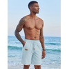 image:imageCOOFANDY Mens Casual Linen Shorts Elastic Waist Drawstring Loose Fit Summer Beach Vacation Shorts with PocketsLight Blue