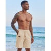 image:imageCOOFANDY Mens Casual Linen Shorts Elastic Waist Drawstring Loose Fit Summer Beach Vacation Shorts with PocketsLight Khaki
