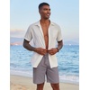 image:imageCOOFANDY Mens Casual Linen Shorts Elastic Waist Drawstring Loose Fit Summer Beach Vacation Shorts with PocketsMedium Grey