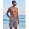 image:imageCOOFANDY Mens Casual Linen Shorts Elastic Waist Drawstring Loose Fit Summer Beach Vacation Shorts with PocketsMedium Grey