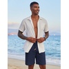 image:imageCOOFANDY Mens Casual Linen Shorts Elastic Waist Drawstring Loose Fit Summer Beach Vacation Shorts with PocketsNavy Blue