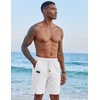 image:imageCOOFANDY Mens Casual Linen Shorts Elastic Waist Drawstring Loose Fit Summer Beach Vacation Shorts with PocketsWhite