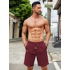 image:imageCOOFANDY Mens Casual Linen Shorts Elastic Waist Drawstring Loose Fit Summer Beach Vacation Shorts with PocketsWine Red