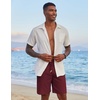 image:imageCOOFANDY Mens Casual Linen Shorts Elastic Waist Drawstring Loose Fit Summer Beach Vacation Shorts with PocketsWine Red