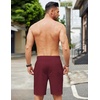 image:imageCOOFANDY Mens Casual Linen Shorts Elastic Waist Drawstring Loose Fit Summer Beach Vacation Shorts with PocketsWine Red