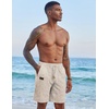 image:imageCOOFANDY Mens Casual Linen Shorts Elastic Waist Drawstring Loose Fit Summer Beach Vacation Shorts with PocketsZ KhakiDark Khaki