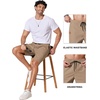 image:imageCOOFANDY Mens Casual Shorts 9 Chino Cotton Shorts Summer Beach Drawstring Shorts with PocketsDark Khaki