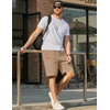 image:imageCOOFANDY Mens Casual Shorts 9 Chino Cotton Shorts Summer Beach Drawstring Shorts with PocketsDark Khaki