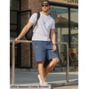 image:imageCOOFANDY Mens Casual Shorts 9 Chino Cotton Shorts Summer Beach Drawstring Shorts with PocketsDeep Blue