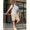 image:imageCOOFANDY Mens Casual Shorts 9 Chino Cotton Shorts Summer Beach Drawstring Shorts with PocketsLight Khaki