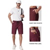 image:imageCOOFANDY Mens Casual Shorts 9 Chino Cotton Shorts Summer Beach Drawstring Shorts with PocketsWine Red