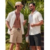 image:imageCOOFANDY Mens Casual Shorts 9 Cotton Drawstring Elastic Waist Lightweight Summer Beach Shorts with PocketsAblack