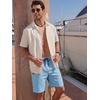 image:imageCOOFANDY Mens Casual Shorts 9 Cotton Drawstring Elastic Waist Lightweight Summer Beach Shorts with PocketsBaby Blue