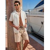 image:imageCOOFANDY Mens Casual Shorts 9 Cotton Drawstring Elastic Waist Lightweight Summer Beach Shorts with PocketsBeige