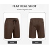 image:imageCOOFANDY Mens Casual Shorts 9 Cotton Drawstring Elastic Waist Lightweight Summer Beach Shorts with PocketsBrown
