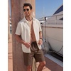 image:imageCOOFANDY Mens Casual Shorts 9 Cotton Drawstring Elastic Waist Lightweight Summer Beach Shorts with PocketsBrown