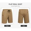 image:imageCOOFANDY Mens Casual Shorts 9 Cotton Drawstring Elastic Waist Lightweight Summer Beach Shorts with PocketsDark Khaki