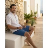 image:imageCOOFANDY Mens Casual Shorts 9 Cotton Drawstring Elastic Waist Lightweight Summer Beach Shorts with PocketsDenim Blue