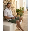 image:imageCOOFANDY Mens Casual Shorts 9 Cotton Drawstring Elastic Waist Lightweight Summer Beach Shorts with PocketsGreen