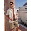 image:imageCOOFANDY Mens Casual Shorts 9 Cotton Drawstring Elastic Waist Lightweight Summer Beach Shorts with PocketsKhaki2