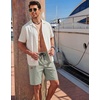 image:imageCOOFANDY Mens Casual Shorts 9 Cotton Drawstring Elastic Waist Lightweight Summer Beach Shorts with PocketsLight Green