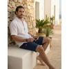 image:imageCOOFANDY Mens Casual Shorts 9 Cotton Drawstring Elastic Waist Lightweight Summer Beach Shorts with PocketsNavy Blue