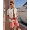 image:imageCOOFANDY Mens Casual Shorts 9 Cotton Drawstring Elastic Waist Lightweight Summer Beach Shorts with PocketsPink