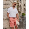 image:imageCOOFANDY Mens Casual Shorts 9 Cotton Drawstring Elastic Waist Lightweight Summer Beach Shorts with PocketsPink