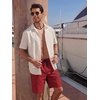 image:imageCOOFANDY Mens Casual Shorts 9 Cotton Drawstring Elastic Waist Lightweight Summer Beach Shorts with PocketsRed