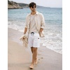image:imageCOOFANDY Mens Casual Shorts 9 Cotton Drawstring Elastic Waist Lightweight Summer Beach Shorts with PocketsWhite